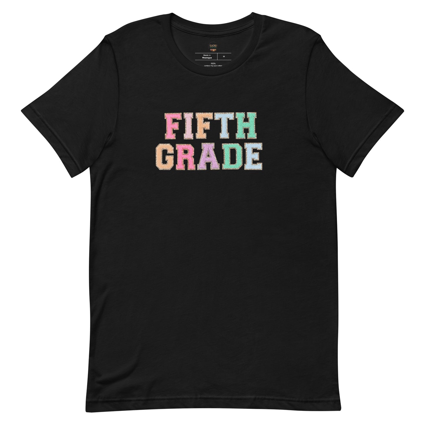 Fifth Grade Teacher Shirt (faux letter patches)