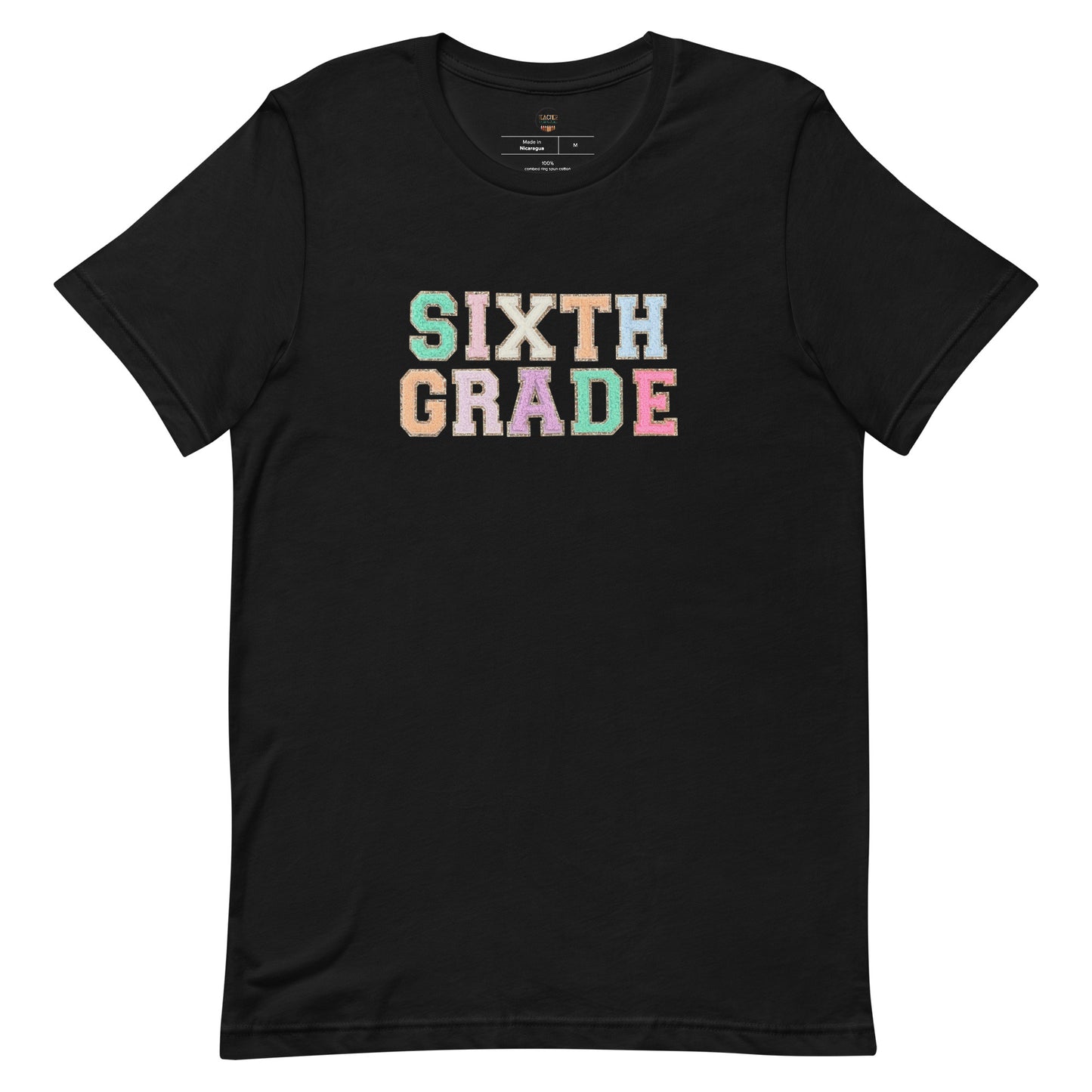 Sixth Grade Teacher Shirt (faux letter patches)