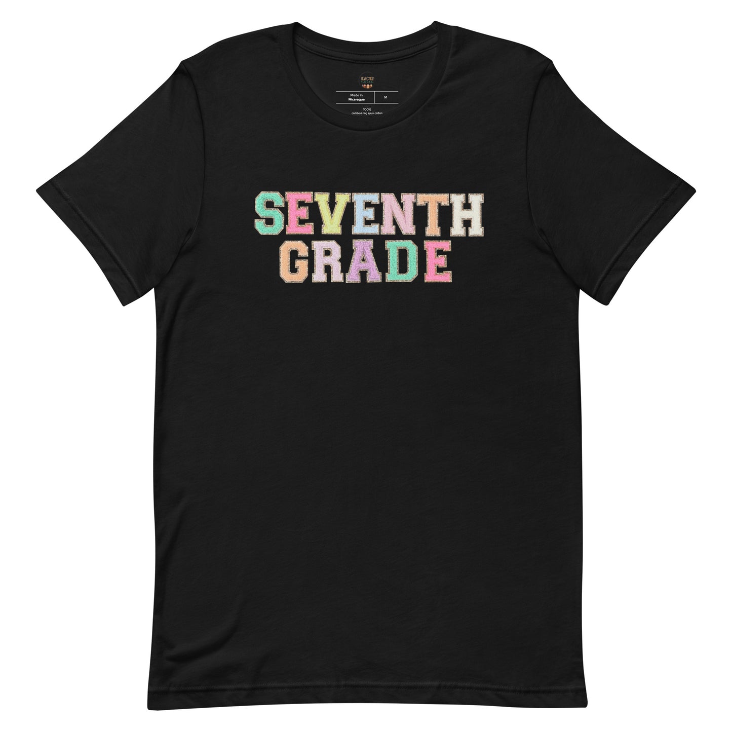 Seventh Grade Teacher Shirt (faux letter patches)