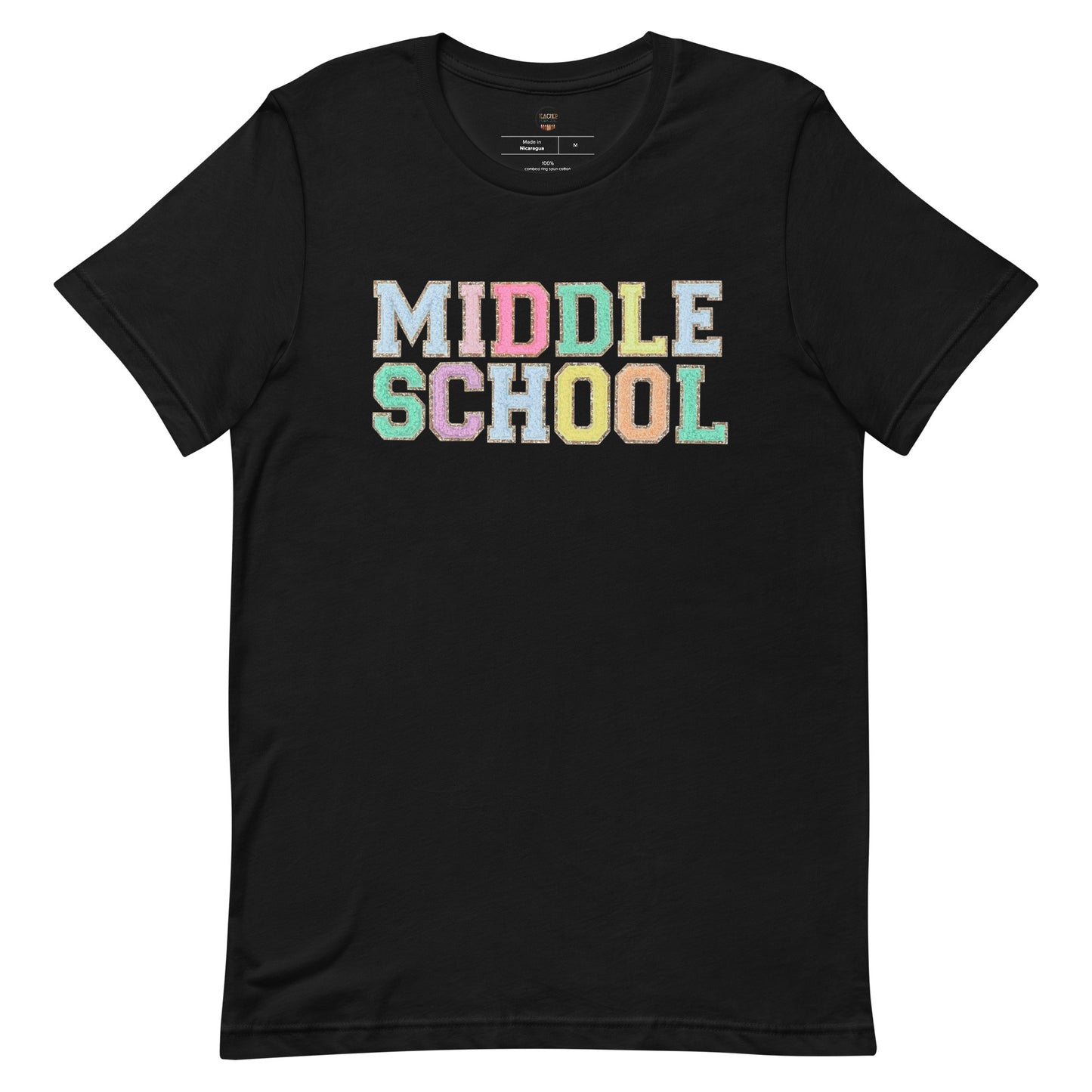 Middle School Teacher Shirt (faux letter patches)