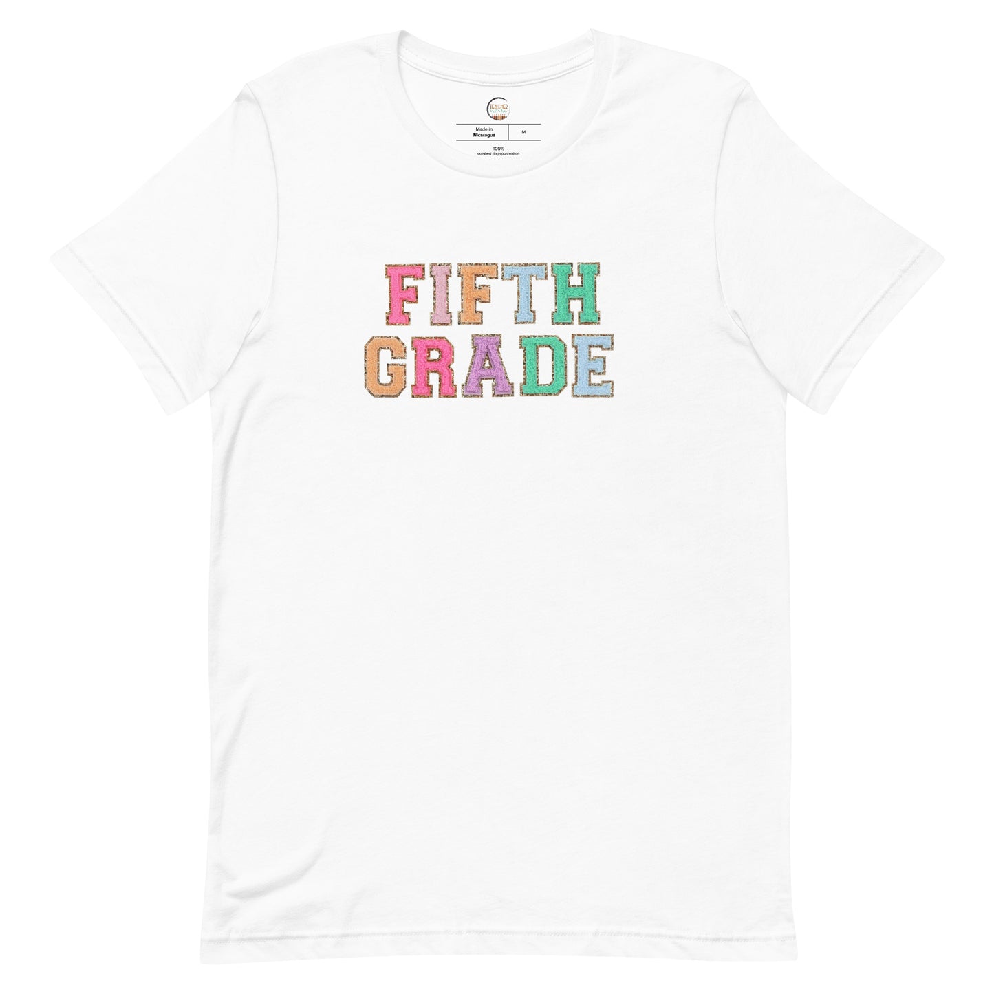 Fifth Grade Teacher Shirt (faux letter patches)