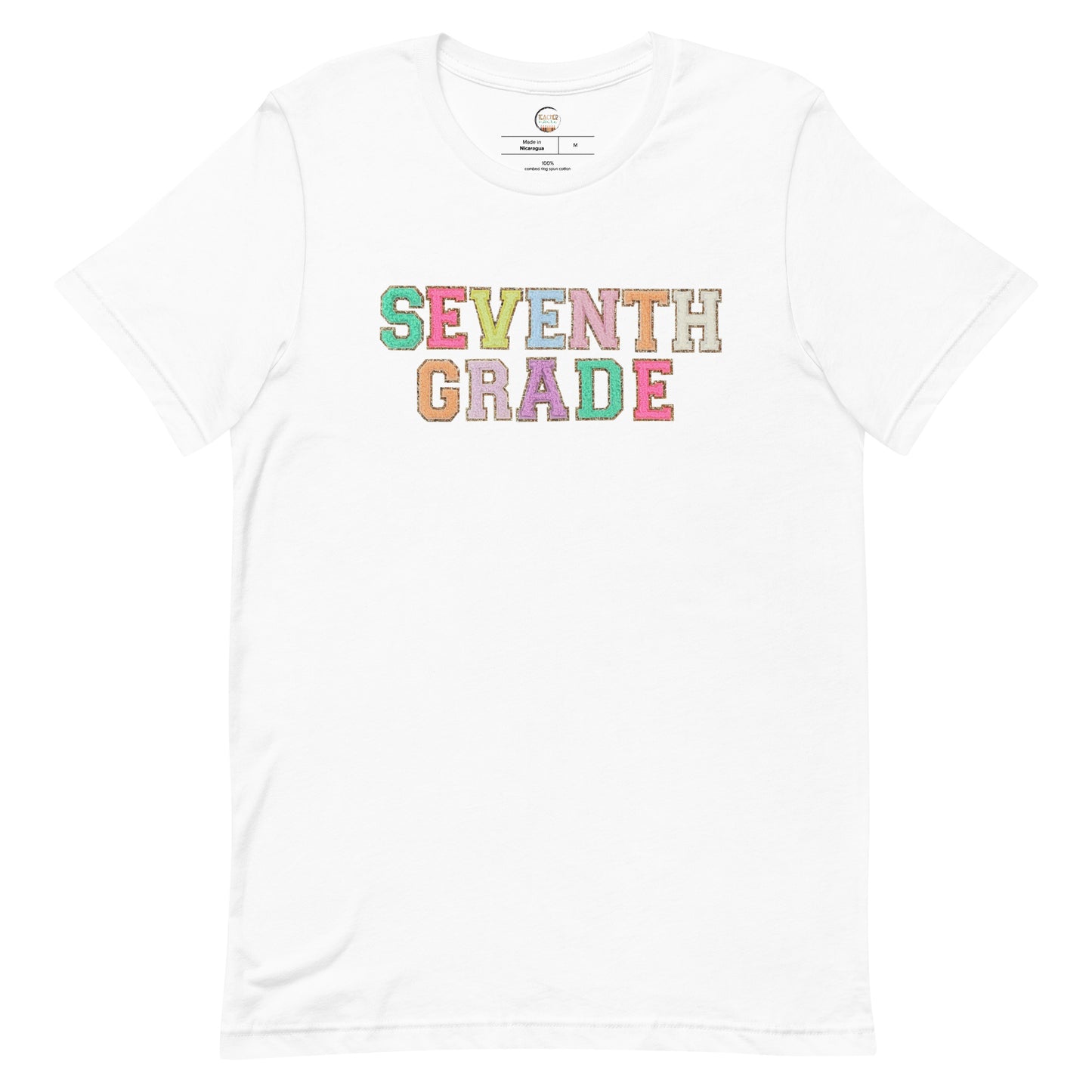 Seventh Grade Teacher Shirt (faux letter patches)
