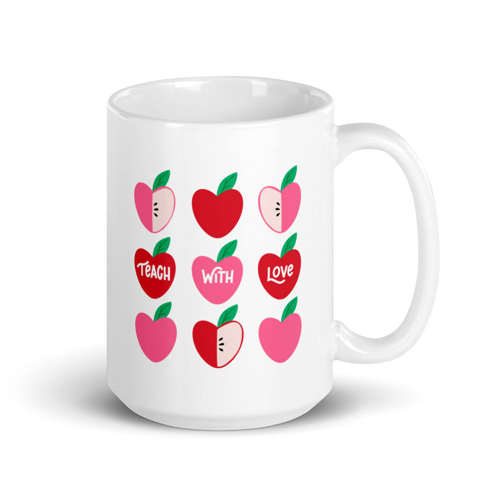 Teach With Love Pink Heart Day Coffee / Tea Mug