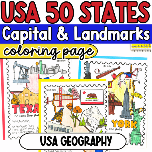 50 States and Capitals Coloring Pages