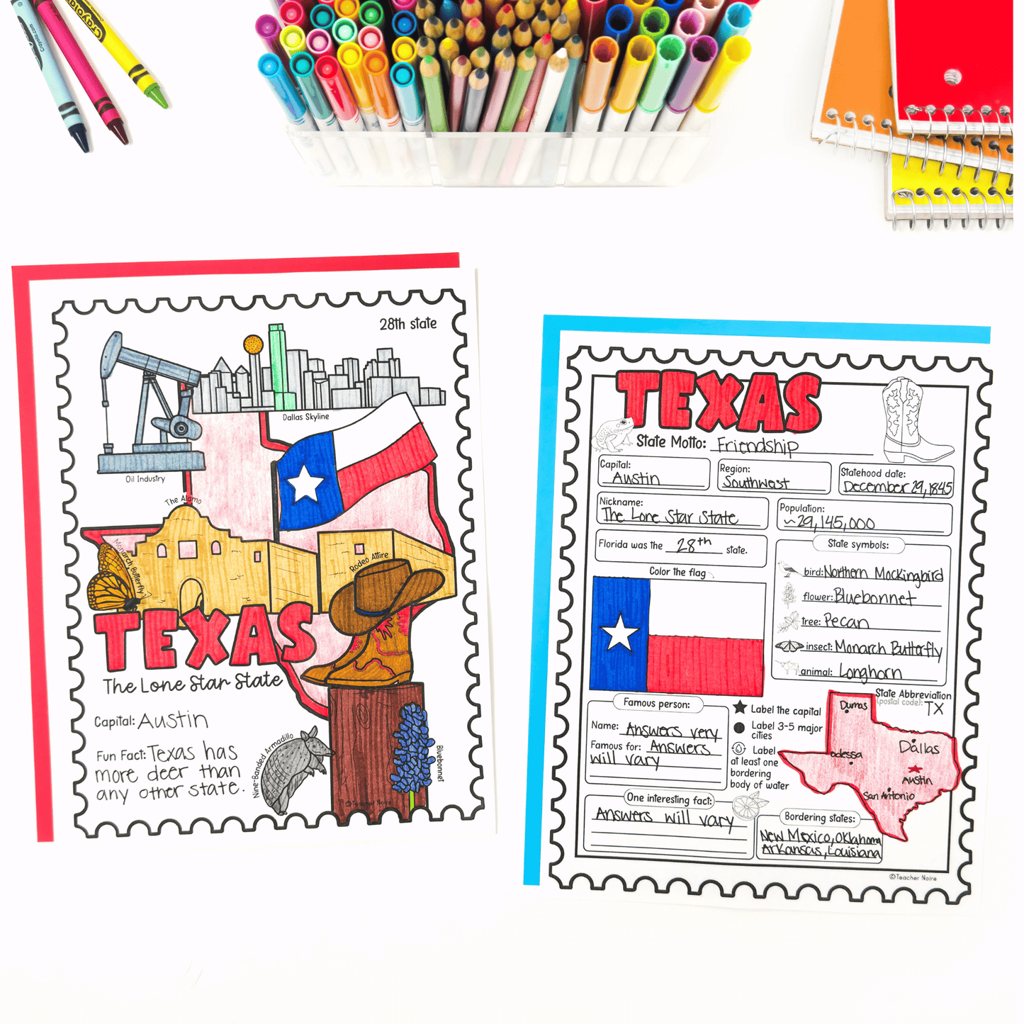 50 States Research & Coloring Pages Bundle