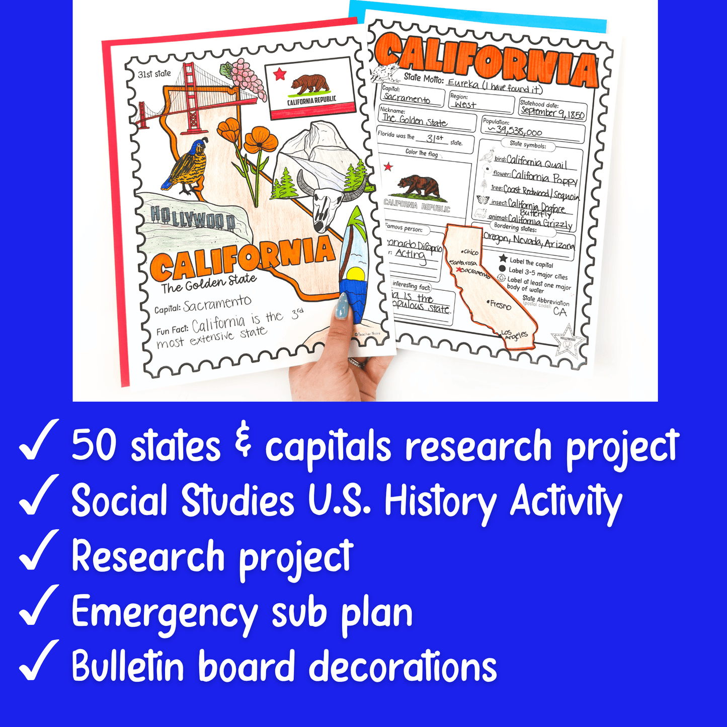 50 States Research & Coloring Pages Bundle
