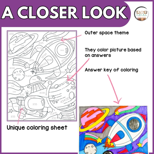Adding & Subtracting Decimals Color by Number Activity