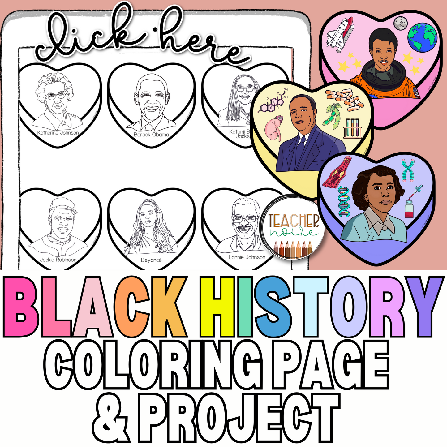 Black History Valentine's Day Research Project- Coloring Pages