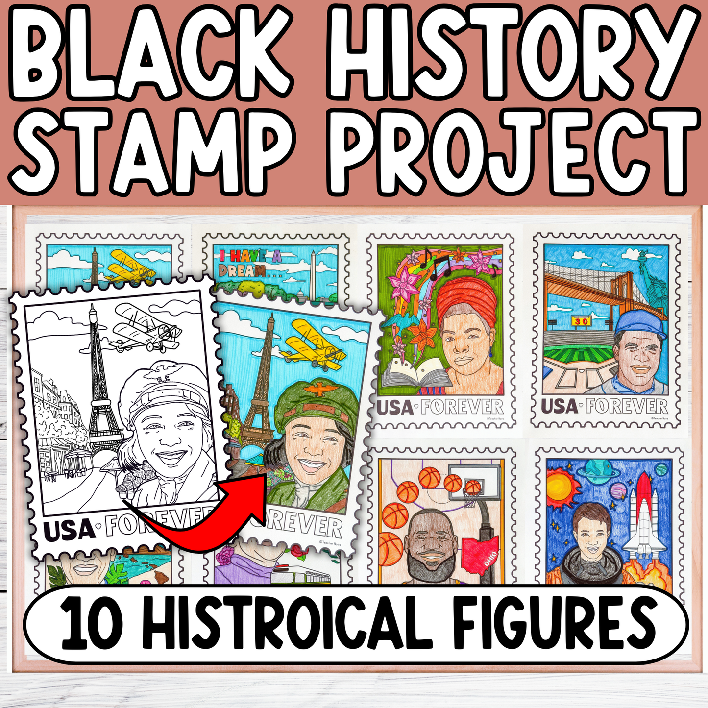 Black History Month Coloring Pages Stamp Project