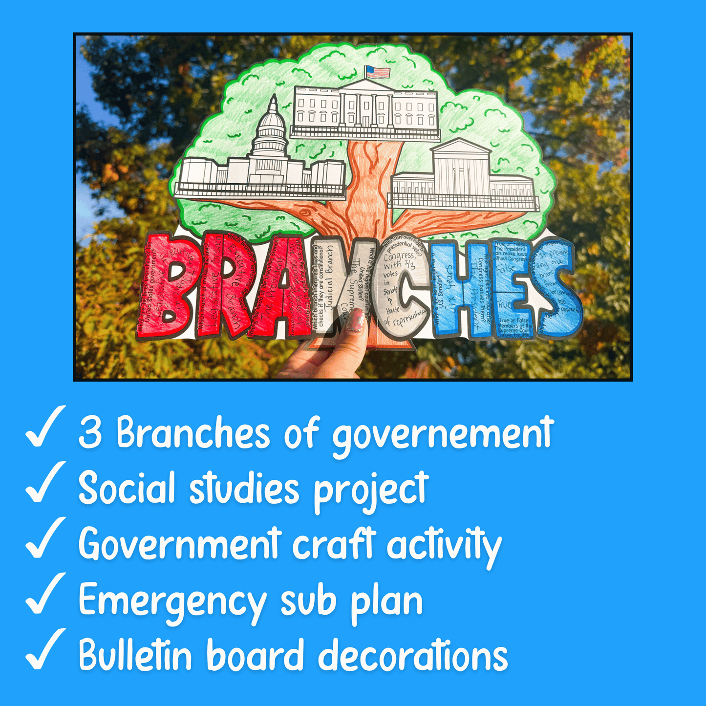 3 Branches of Government Tree Craft