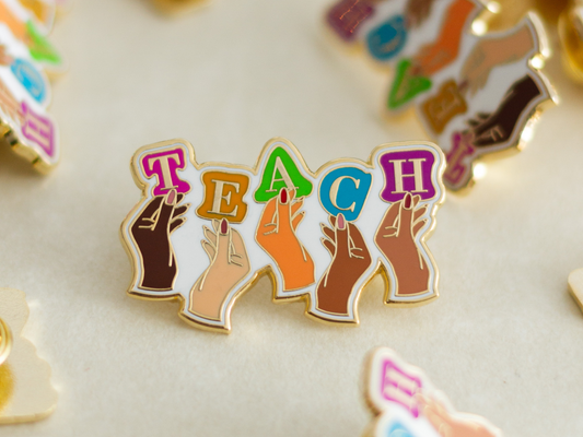 Teacher Enamel Pin-Teach + Diversity Enamel Pin