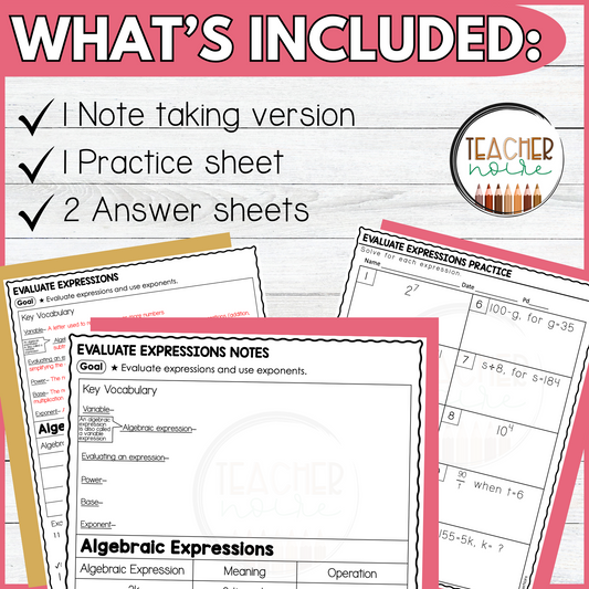 Evaluating the Expressions Guided Notes