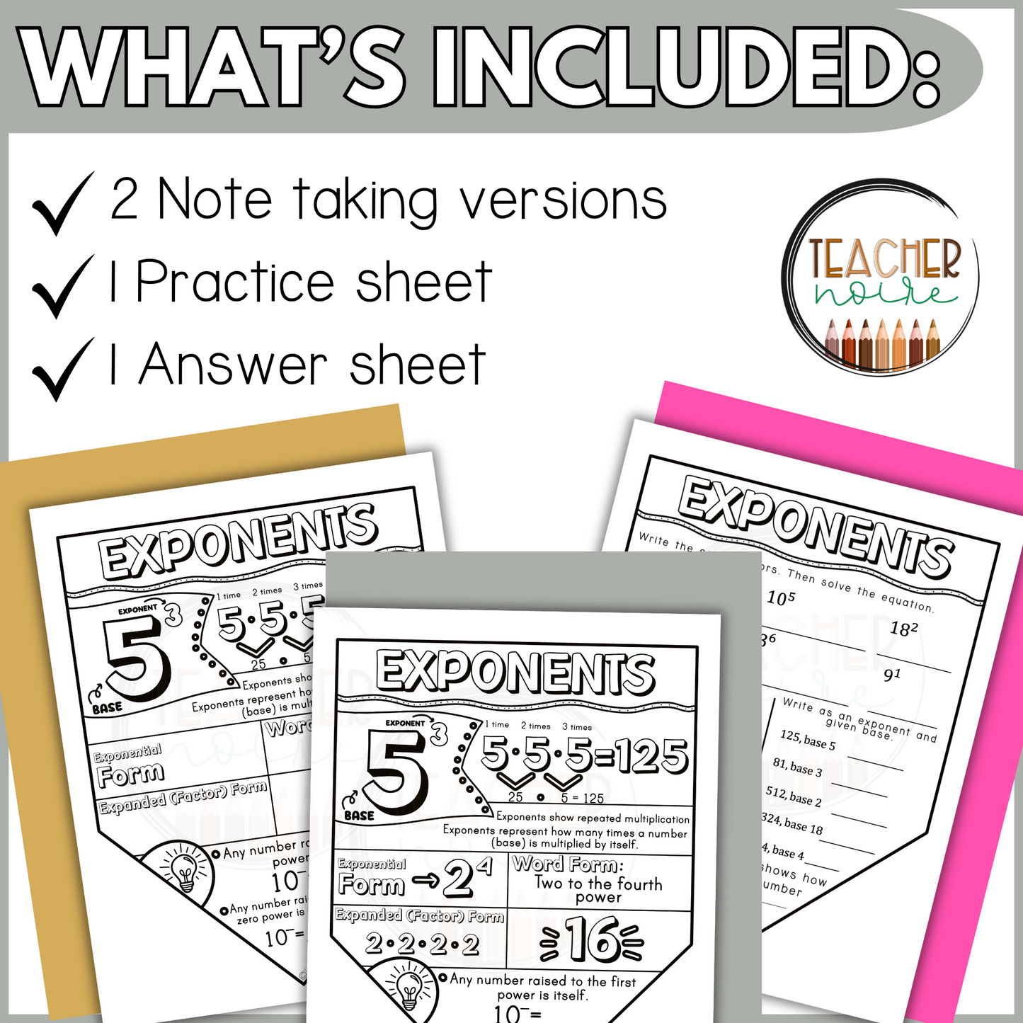 Exponents Notes Activity