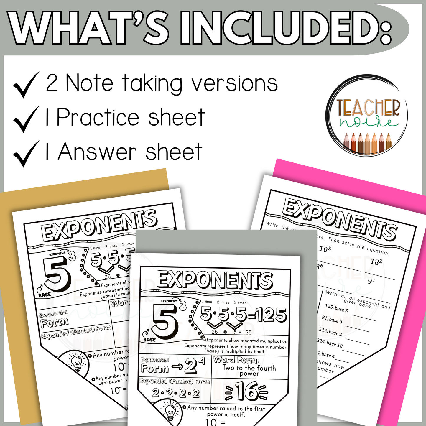 Objective For Learning Exponents Exponents Notes Activity β Teacher Noire