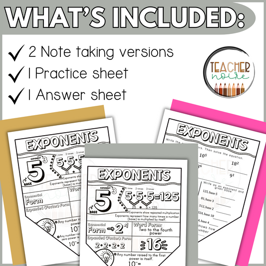 Exponents Notes Activity