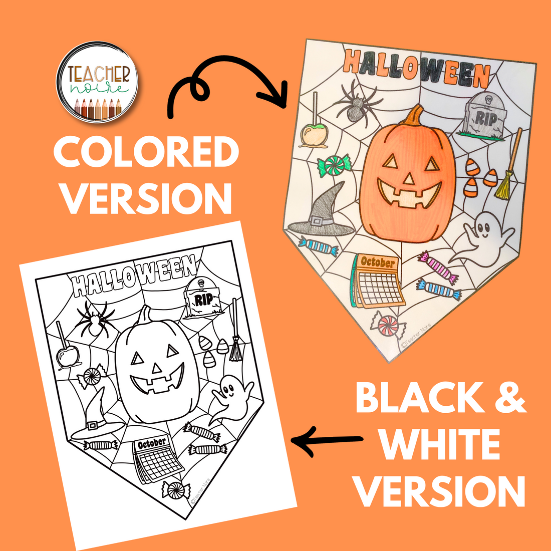 Halloween Coloring Page filled with spooky elements