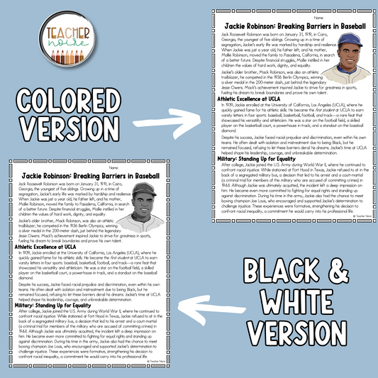 Jackie Robinson Reading Passage Project