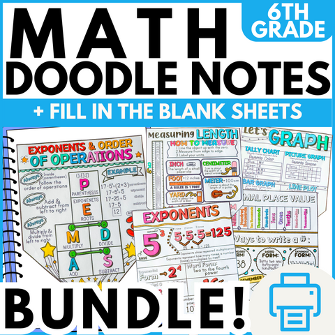 5th and 6th Grade Interactive Notebook Math Doodle Notes – Teacher Noire