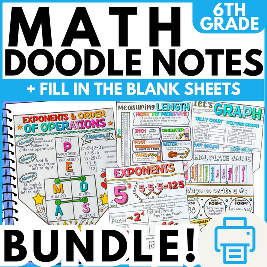 5th and 6th Grade Interactive Notebook Math Doodle Notes
