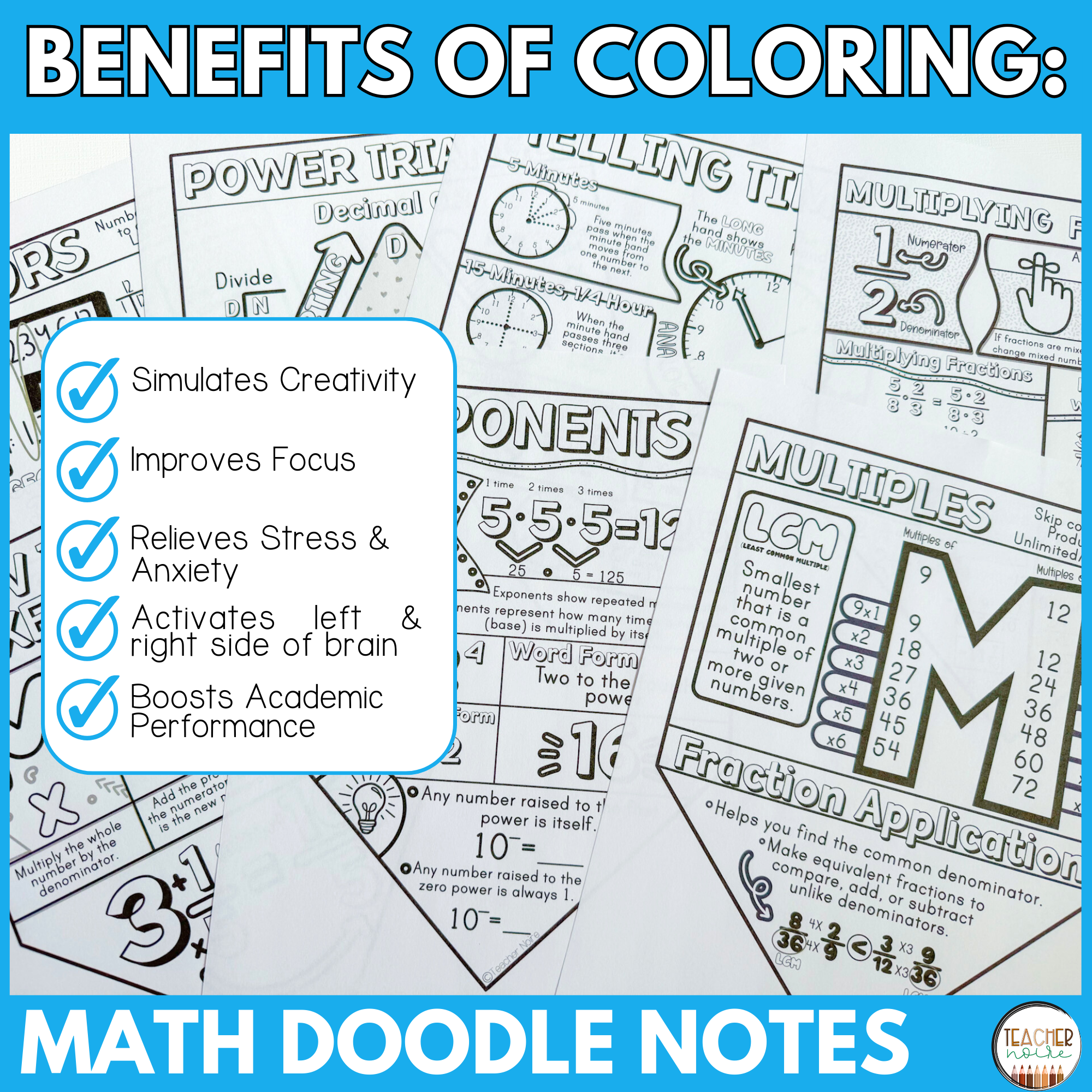 Math Note Templet 5th and 6th Grade Interactive Notebook Math Doodle Notes – Teacher Noire