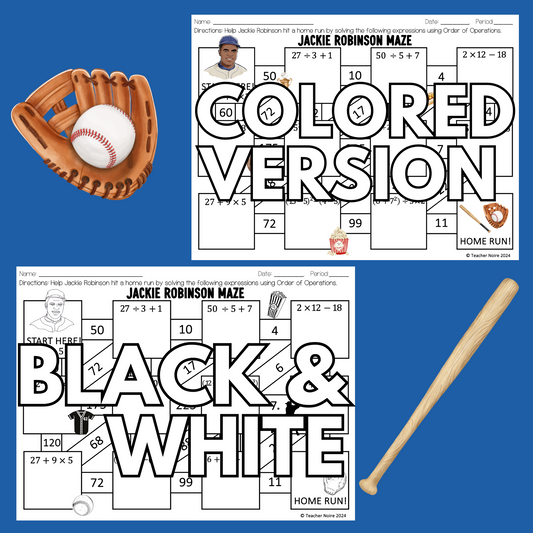 Order of Operations Worksheet- Jackie Robinson
