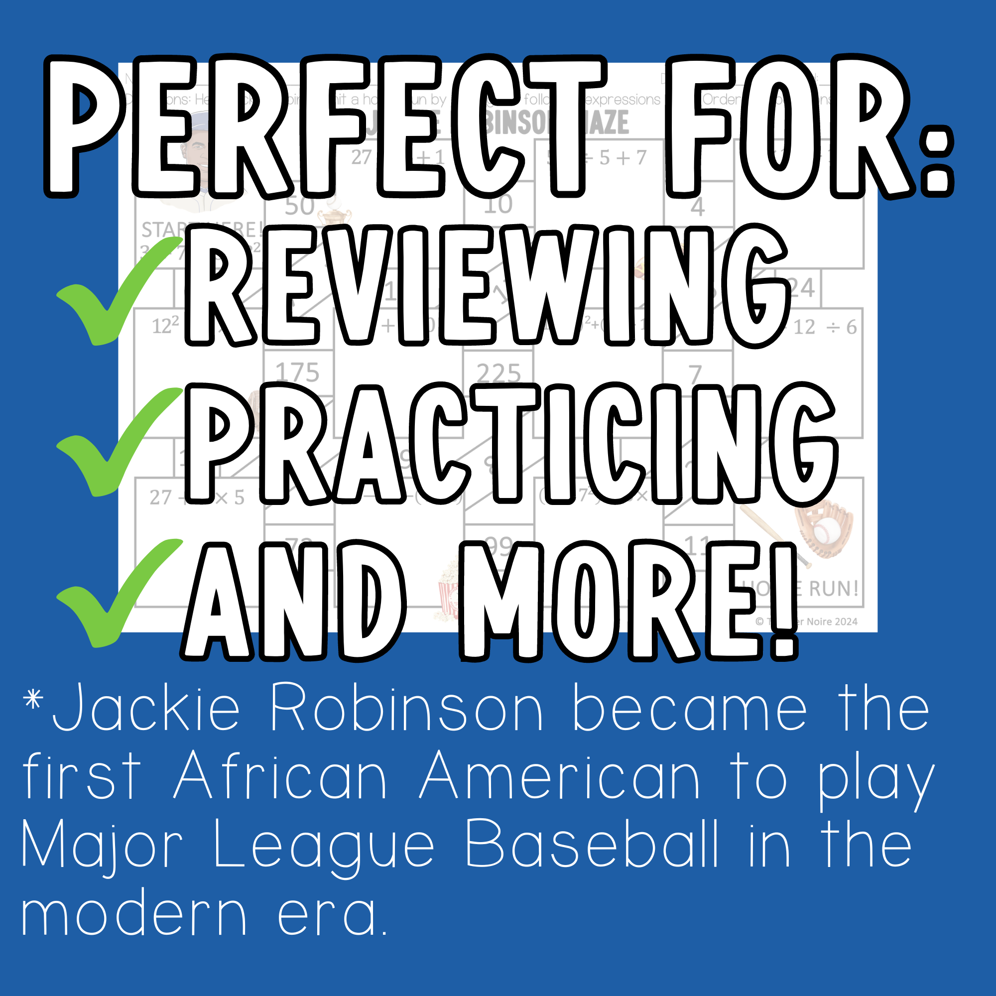 Order of Operations Worksheet- Jackie Robinson