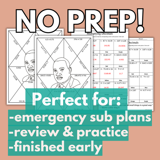 Multiplying Decimals Color by Number