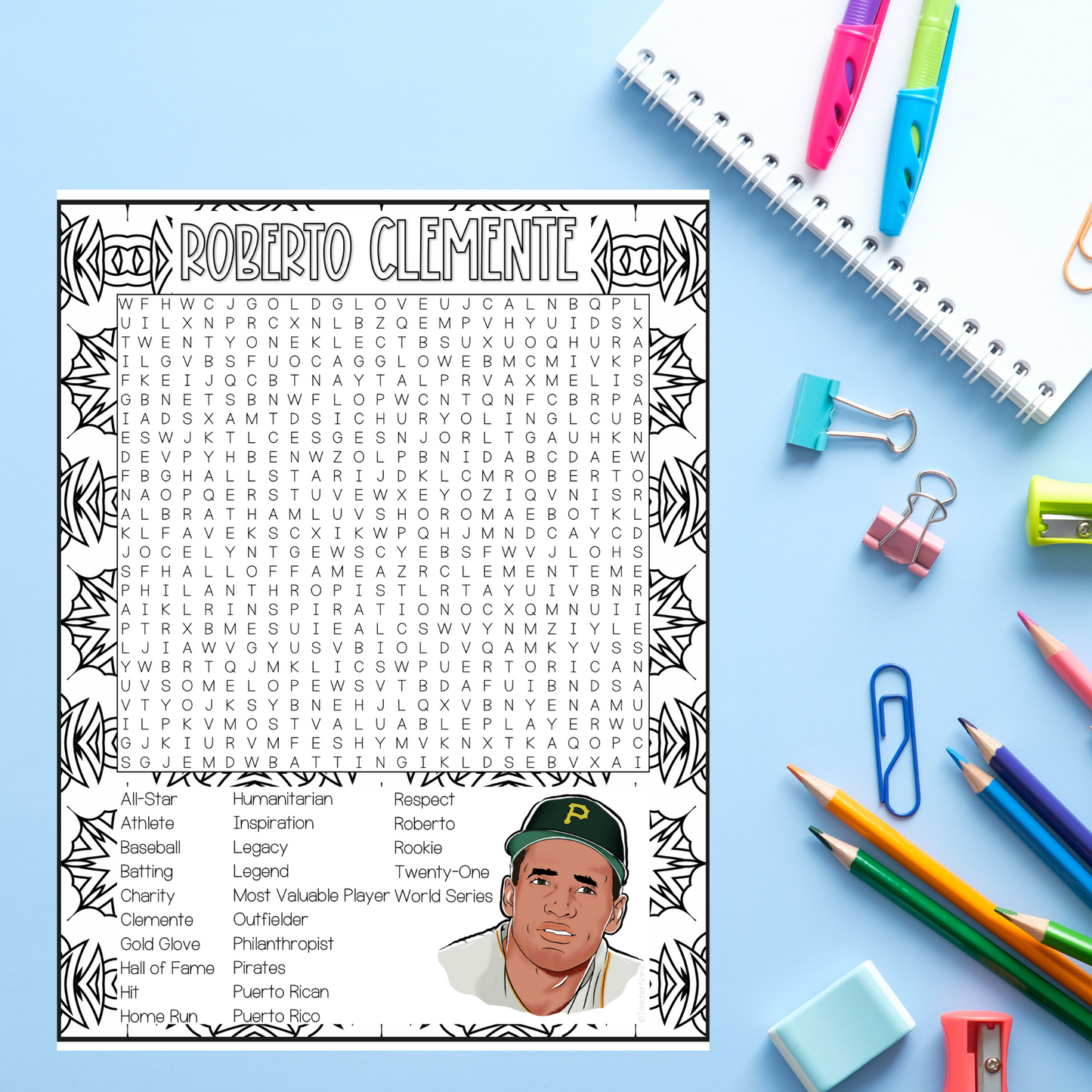 Roberto Clemente Word Search