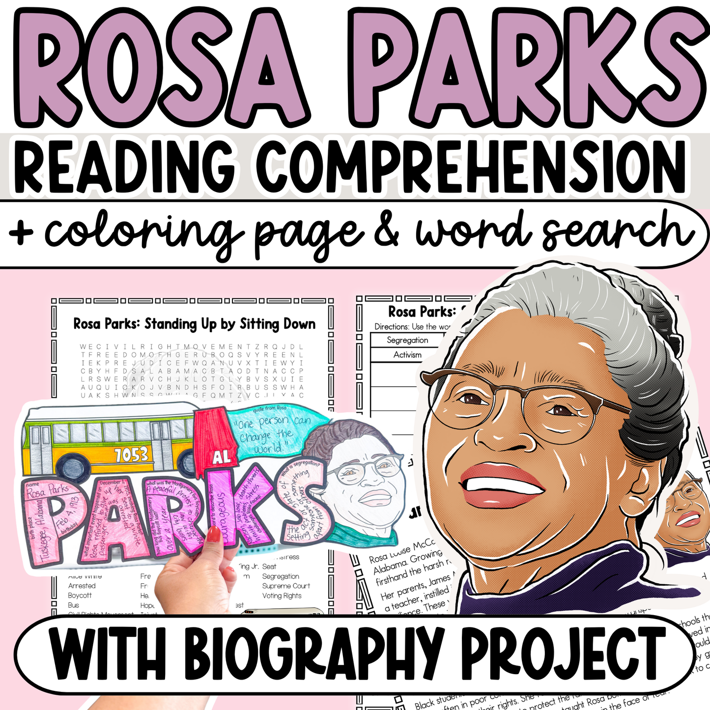 Rosa Parks Reading Comprehension Project Bundle