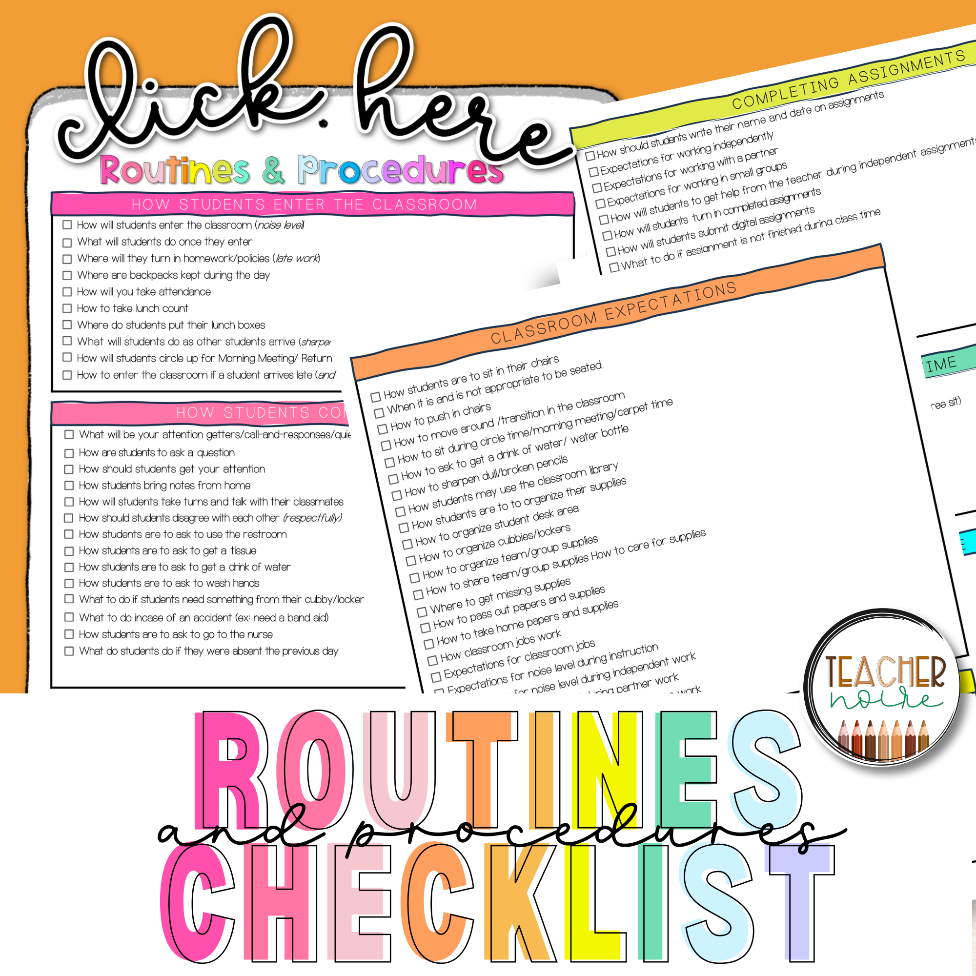 Routines and Procedures Classroom Checklist – Teacher Noire