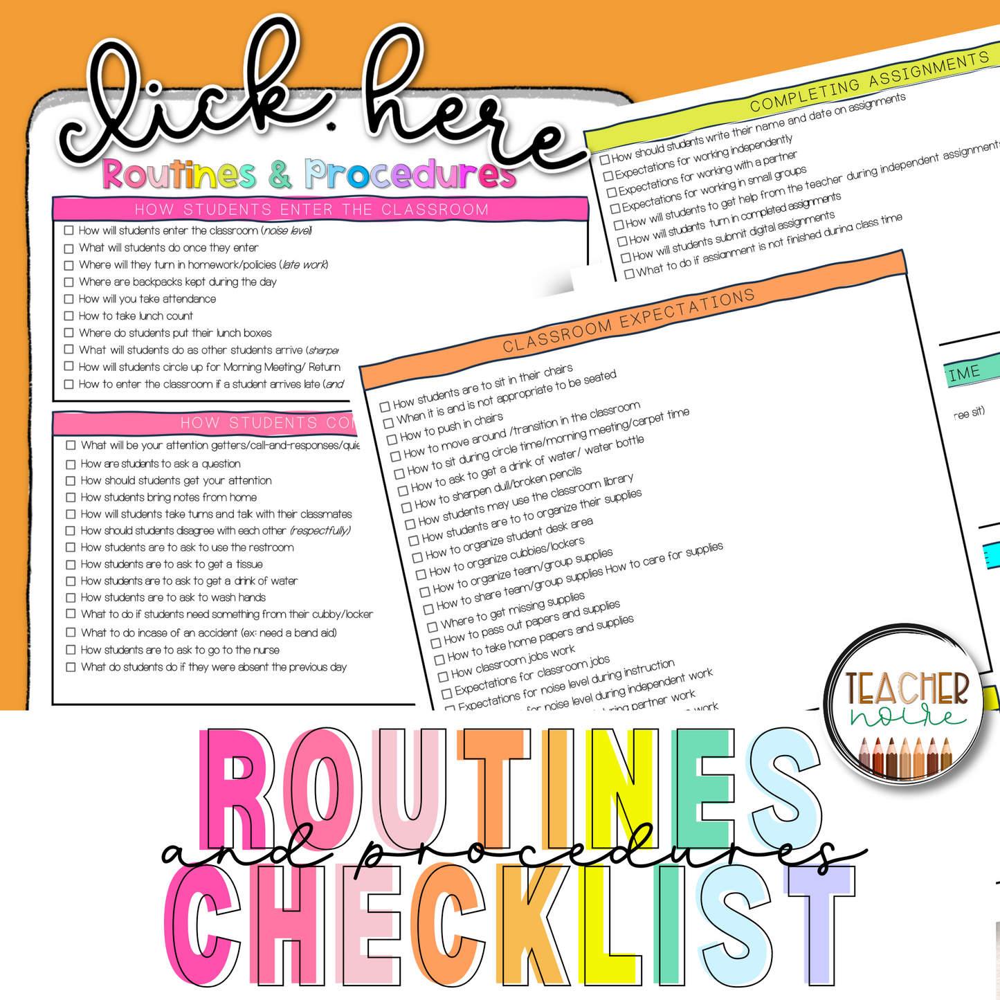 Routines and Procedures Classroom Checklist