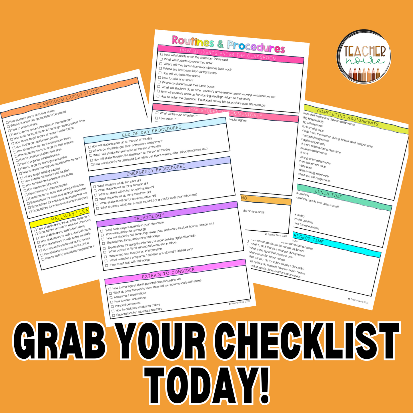 Routines and Procedures Classroom Checklist