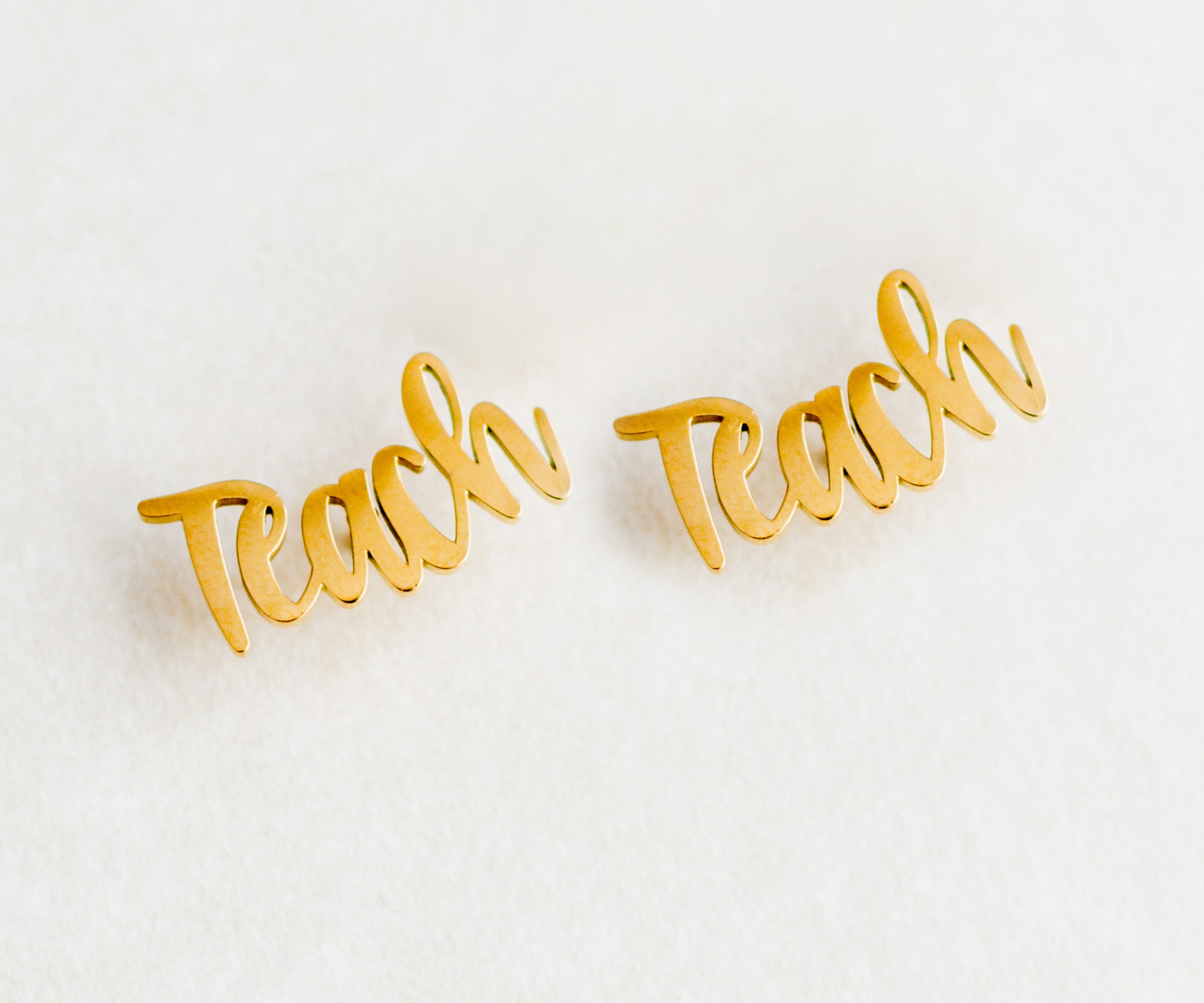 TEACH Gold Stud Earrings- Teacher Earrings
