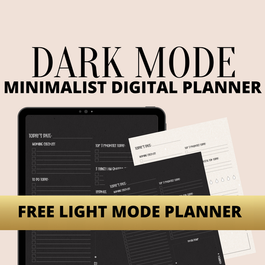 Daily Planner | Dark mode daily planner for iPad- goodnotes and noteability