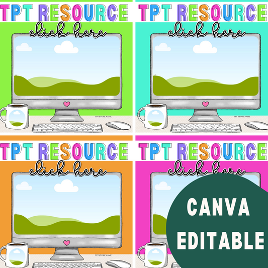 TPT Resource Product Mockup Computer | Canva Editable for Social Media, teacher clip art Active