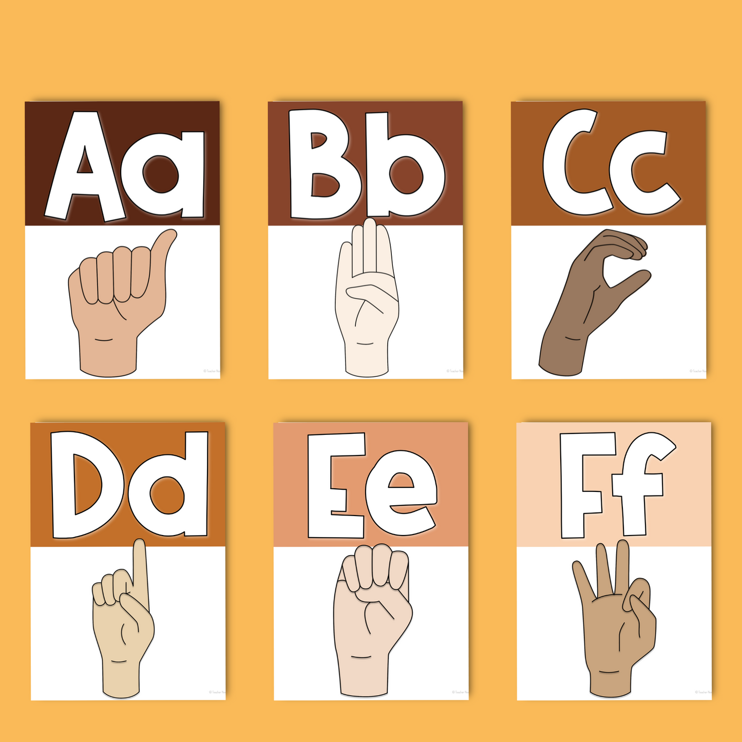 ASL (American Sign Language) Alphabet Poster, Neutral Diverse Classroom Alphabet,