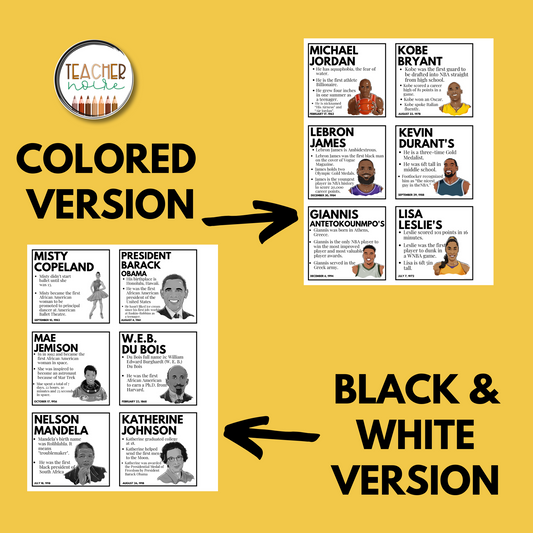 Black History Month Calendar Pocket Chart Cards