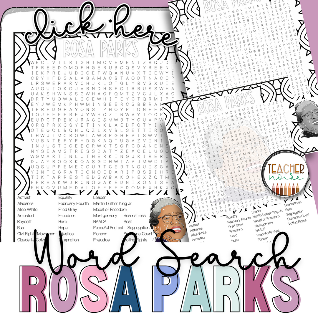 Black History Month Word Search | Black Historical Figure Rosa Parks ...