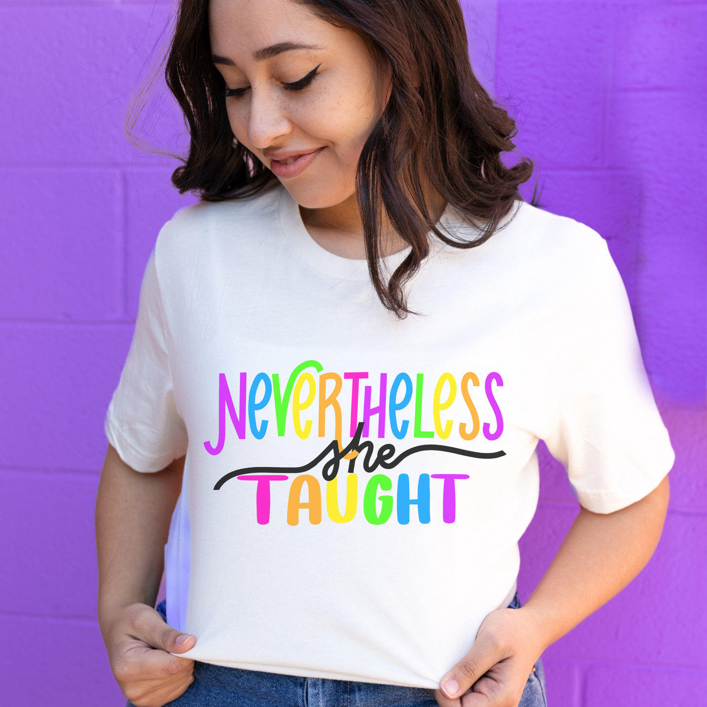 Nevertheless She Taught Rainbow teacher shirt