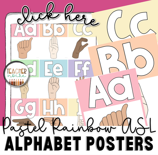 ASL (American Sign Language) Alphabet Poster, Rainbow Diverse Classroom Alphabet
