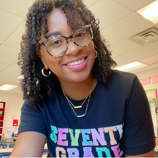 Seventh Grade Teacher Shirt (faux letter patches)