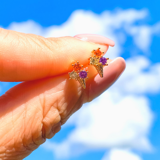 Tiny Ice Cream Cone Scoop Earrings