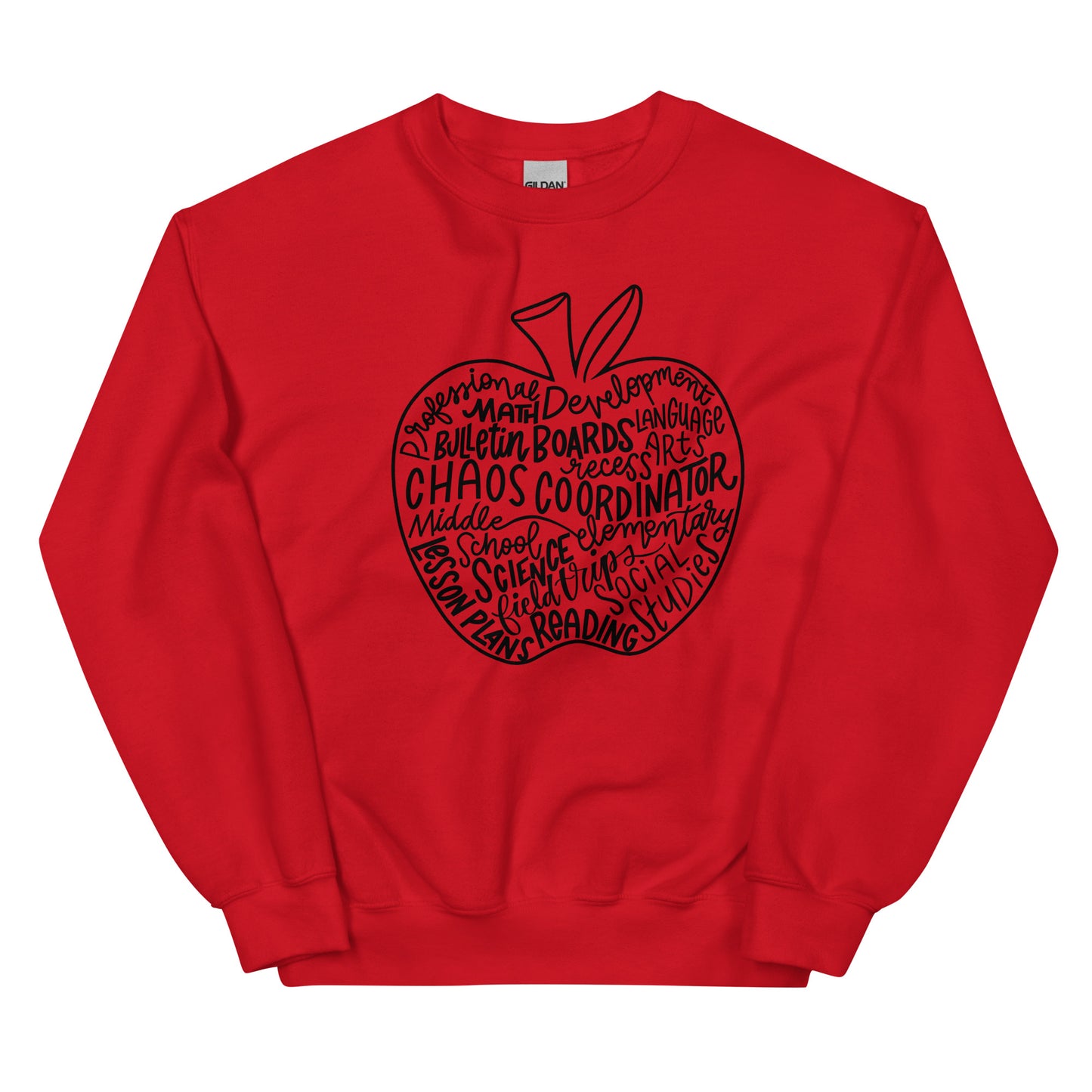 Boho Apple Teacher Life Red Crewneck Sweater
