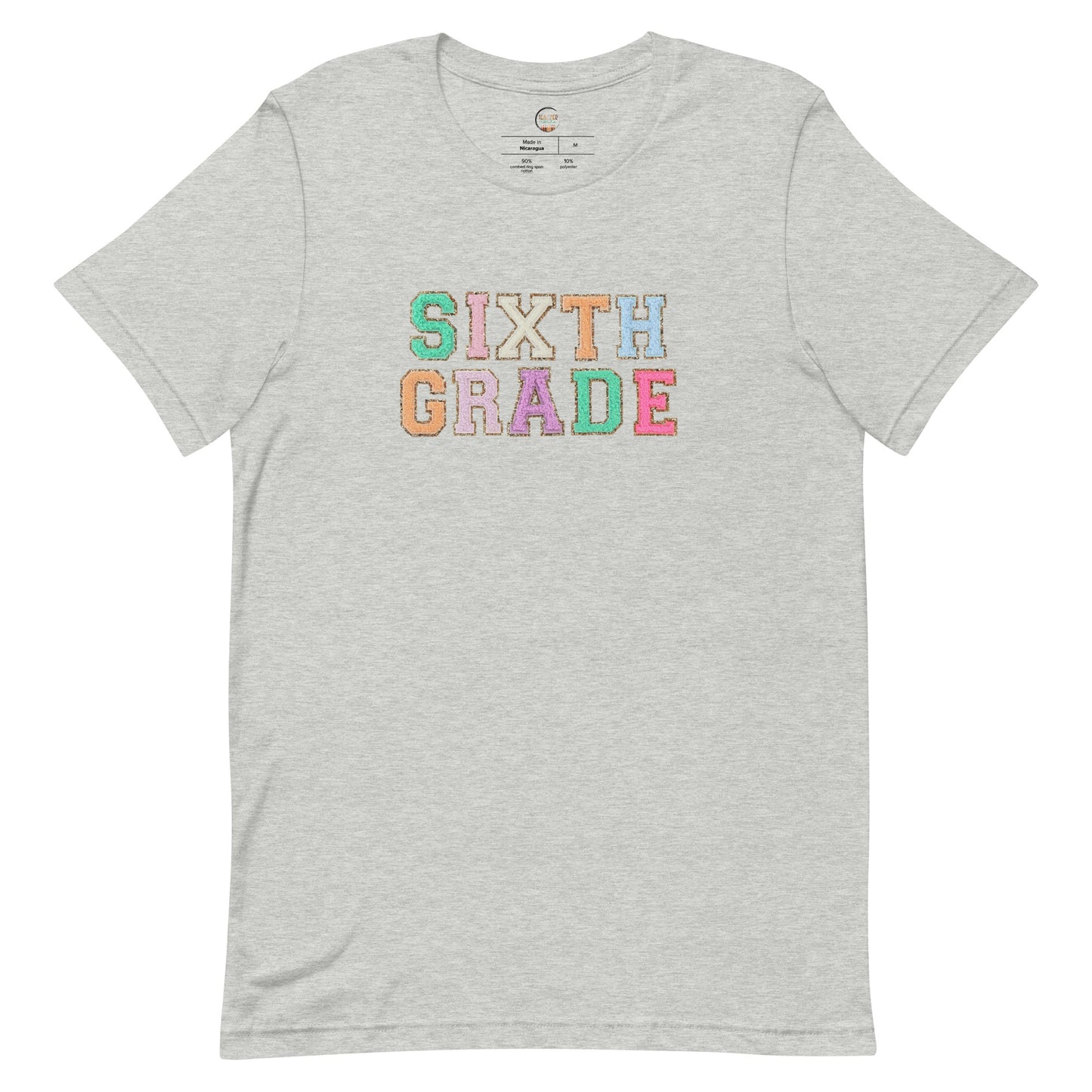 Sixth Grade Teacher Shirt (faux letter patches)
