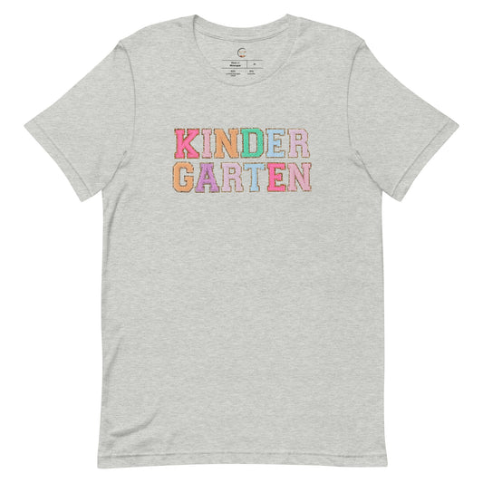 Kindergarten Teacher Tshirt, Kindergarten Teacher Shirts, Back to School tshirt (faux patch letters)