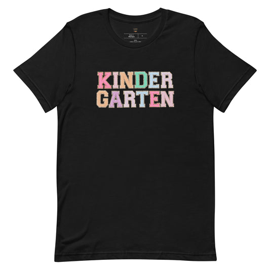 Kindergarten Teacher Tshirt, Kindergarten Teacher Shirts, Back to School tshirt (faux patch letters)