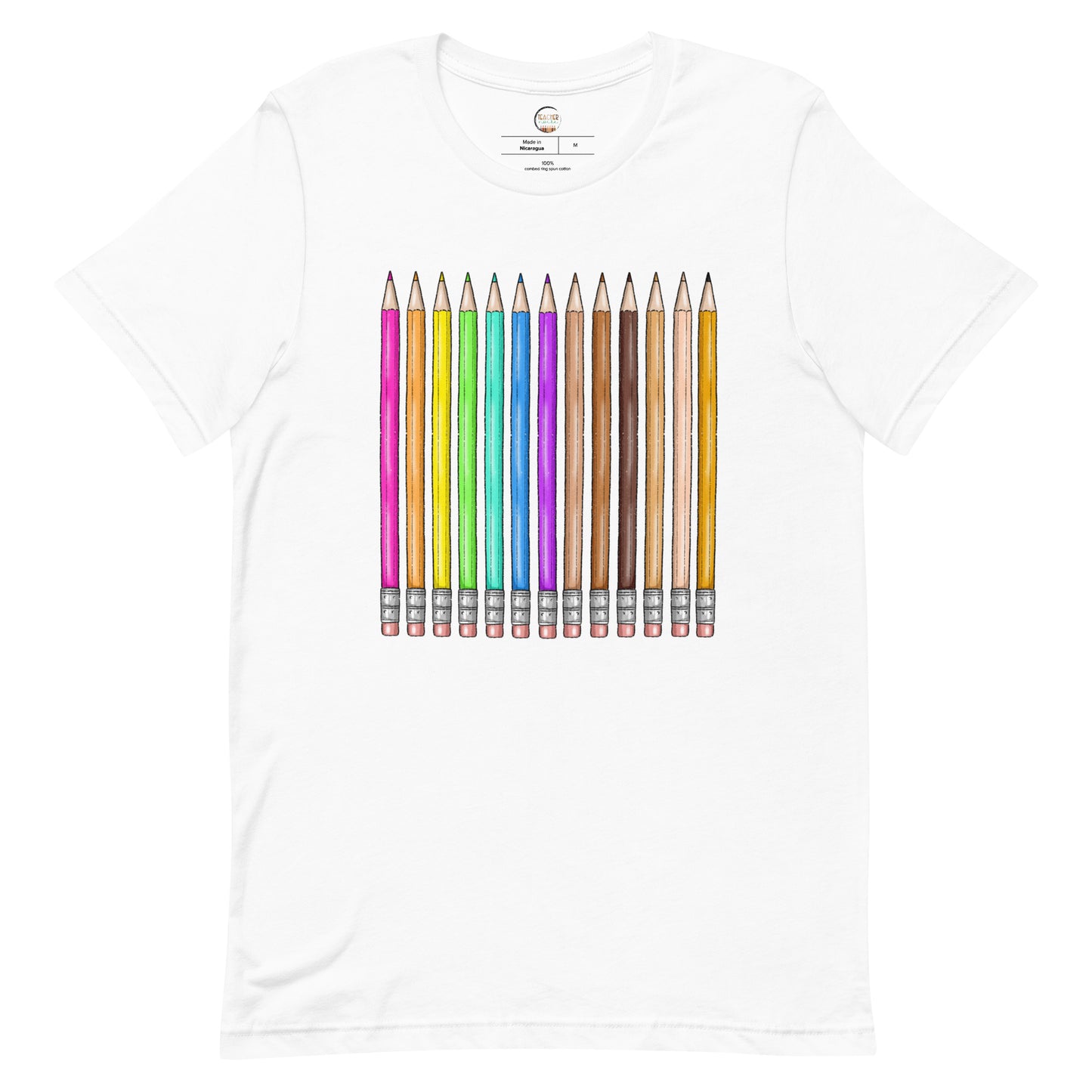 All Are Welcomed, Pride Teacher T-shirt, Colored Pencils Rainbow Shirt