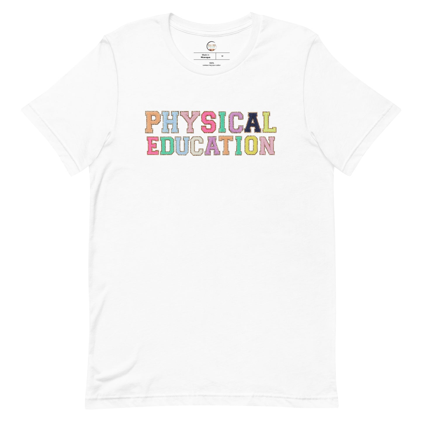 Physical Education Teacher Tshirt (faux letter patches)