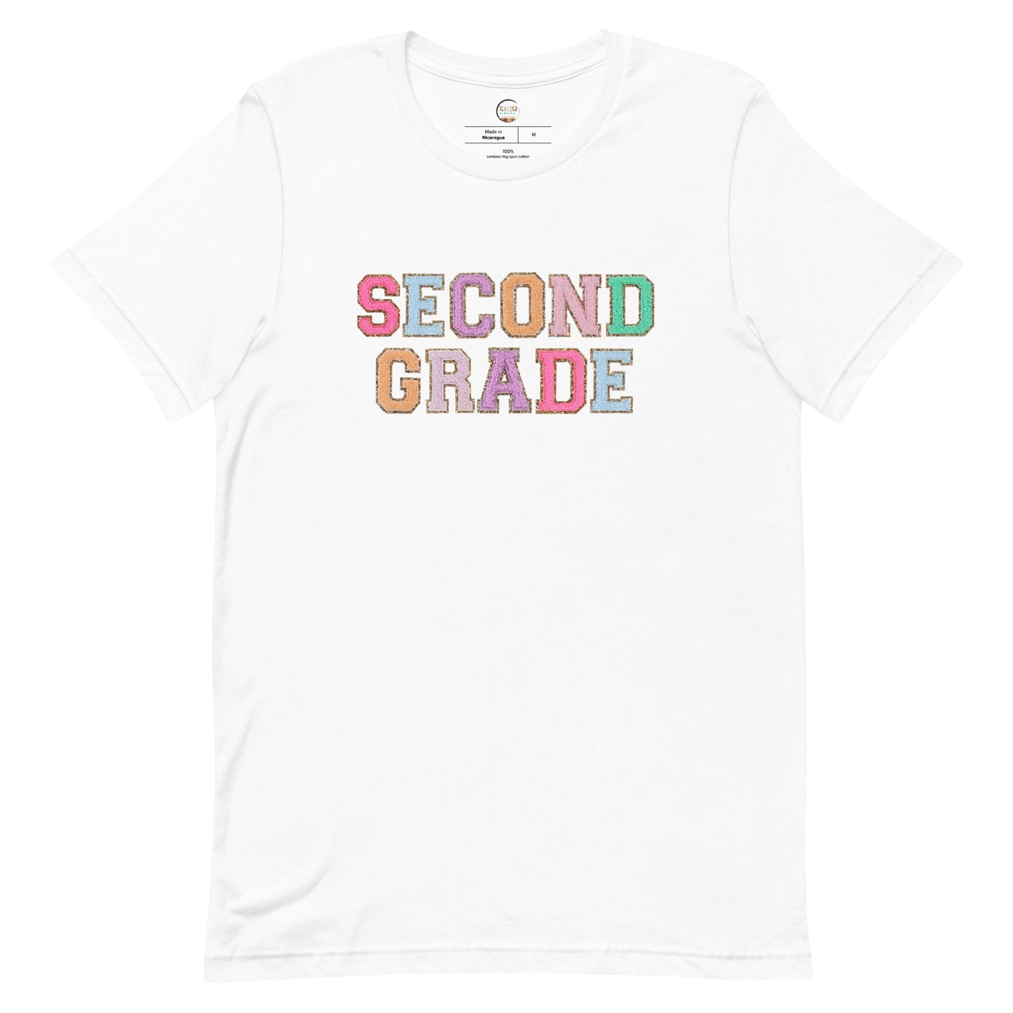 Second Grade Teacher Shirt (faux letter patches)