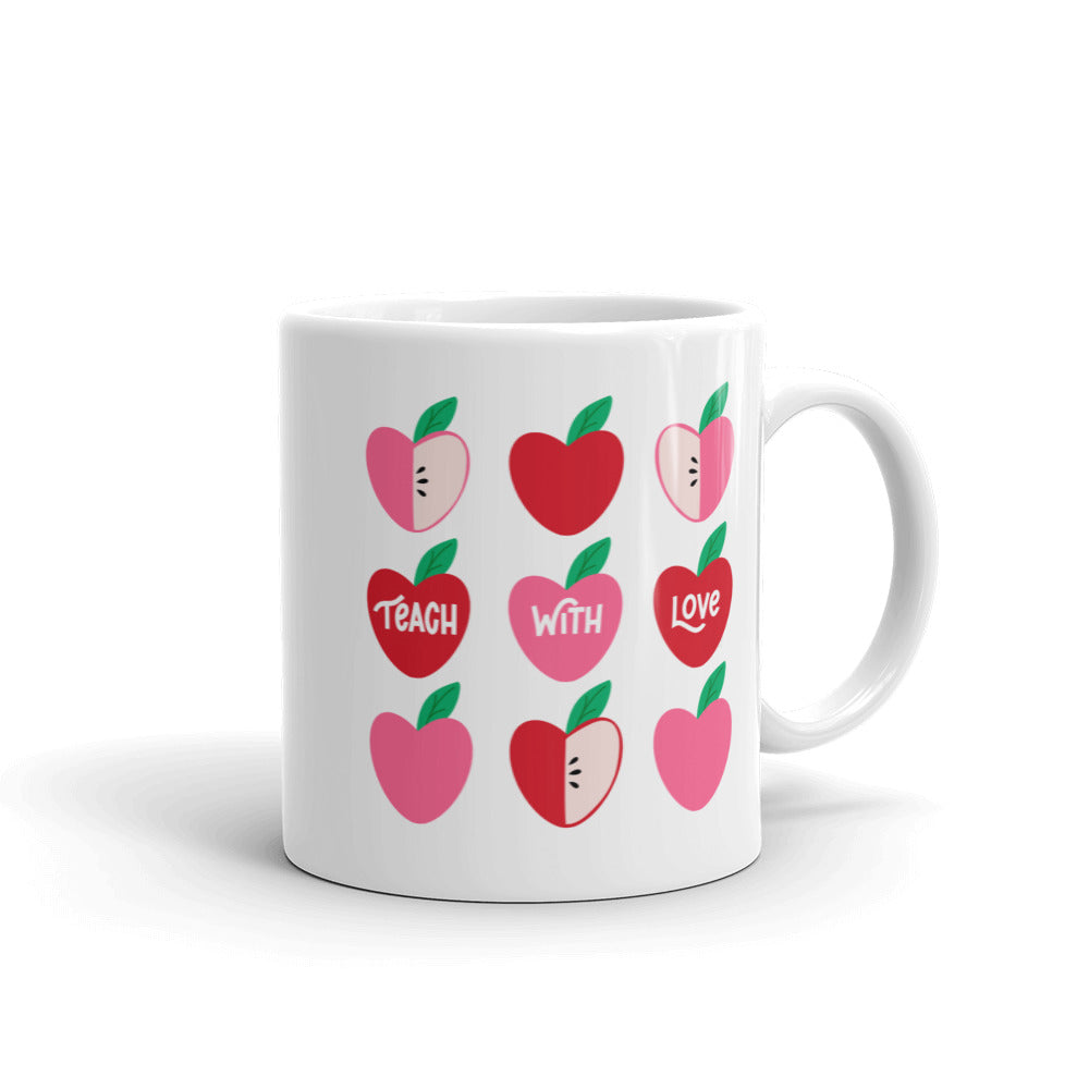 Teach With Love Pink Heart Day Coffee / Tea Mug
